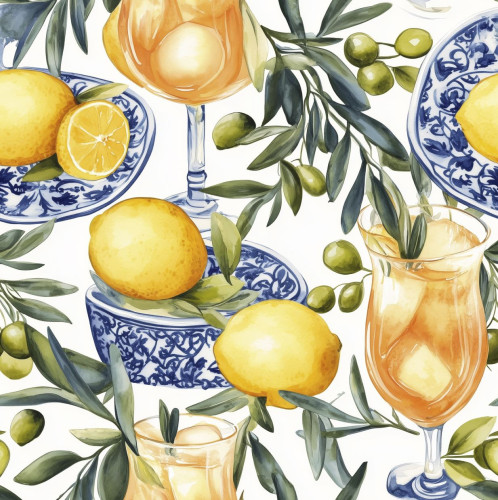TKANINA APEROL OLIWKI I CYTRYNY DRUK 1705