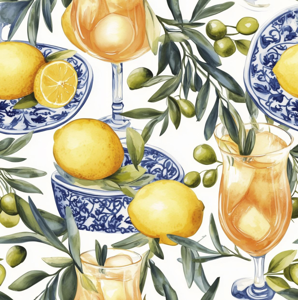 TKANINA APEROL OLIWKI I CYTRYNY DRUK 1705
