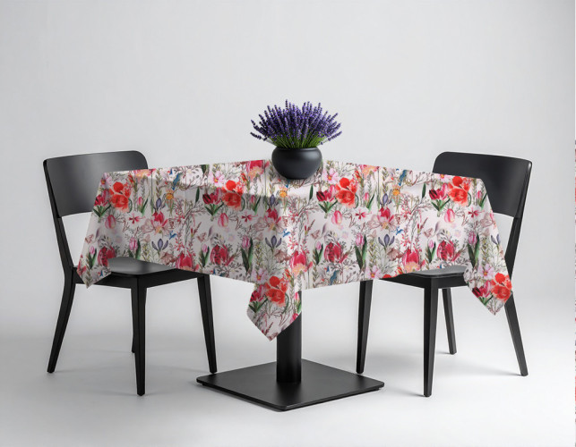 TKANINA W KWIATY BYLINY DRUK K034